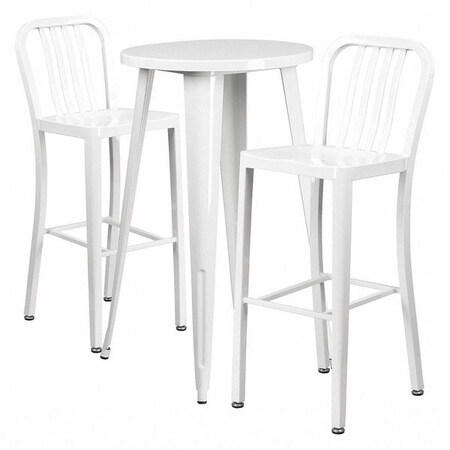 Flash Furniture Round 24" W, 24" L, 41" H, Metal, White CH-51080BH-2-30VRT-WH-GG