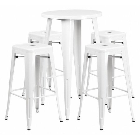 Flash Furniture Round 24" W, 24" L, 41" H, Metal, White CH-51080BH-4-30SQST-WH-GG