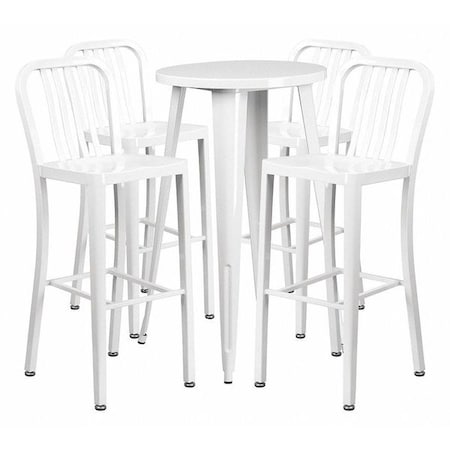 Flash Furniture Round 24" W, 24" L, 41" H, Metal, White CH-51080BH-4-30VRT-WH-GG