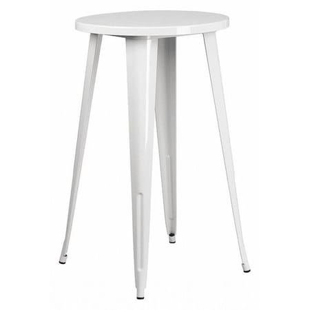 Flash Furniture Round 24" L, 24" W, 41" H, Galvanized Steel, Rubber Top, White CH-51080-40-WH-GG
