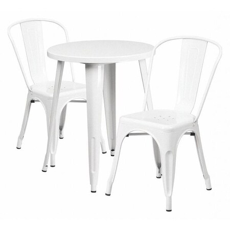 Flash Furniture Round 24" W, 24" L, 29" H, Metal, White CH-51080TH-2-18CAFE-WH-GG