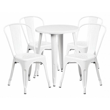 Flash Furniture Round 24" W, 24" L, 29" H, Metal, White CH-51080TH-4-18CAFE-WH-GG