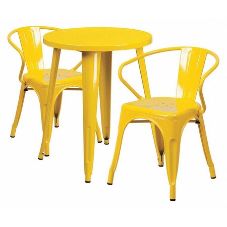 Flash Furniture Round 24" W, 24" L, 29" H, Metal, Yellow CH-51080TH-2-18ARM-YL-GG