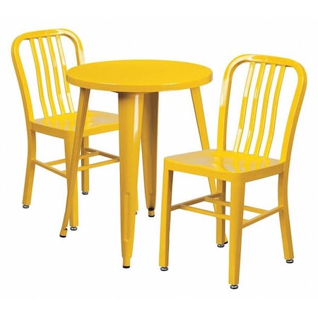 Flash Furniture Round 24" W, 24" L, 29" H, Metal, Yellow CH-51080TH-2-18VRT-YL-GG