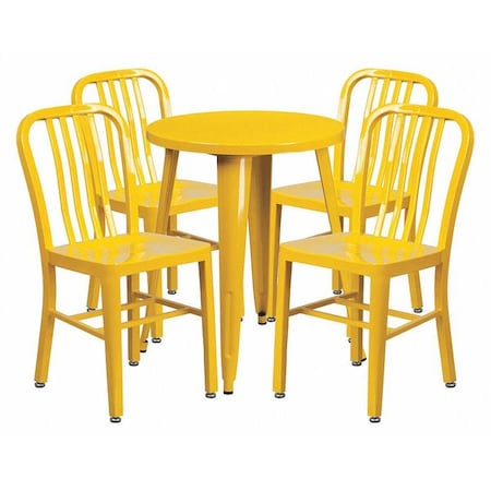 Flash Furniture Round 24" W, 24" L, 29" H, Metal, Yellow CH-51080TH-4-18VRT-YL-GG