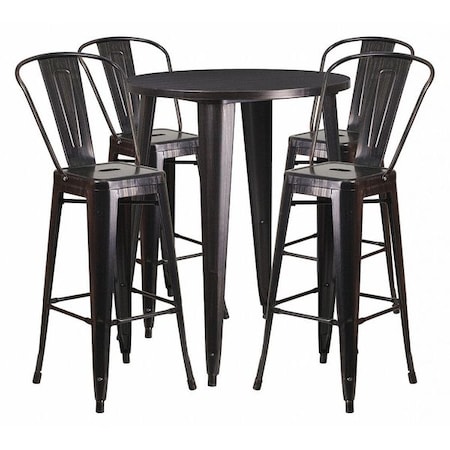 Flash Furniture Round 30" W, 30" L, 41" H, Metal, Gold CH-51090BH-4-30CAFE-BQ-GG