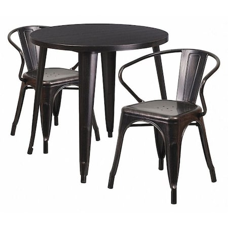 Flash Furniture Round 30" W, 30" L, 29.5" H, Metal Top, Gold CH-51090TH-2-18ARM-BQ-GG