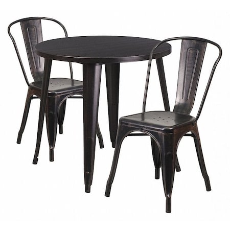 Flash Furniture Round 30" W, 30" L, 29.5" H, Metal Top, Gold CH-51090TH-2-18CAFE-BQ-GG