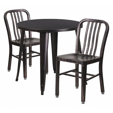 Flash Furniture Round 30" W, 30" L, 29.5" H, Metal Top, Gold CH-51090TH-2-18VRT-BQ-GG