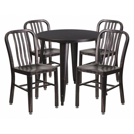 Flash Furniture Round 30" W, 30" L, 29.5" H, Metal Top, Gold CH-51090TH-4-18VRT-BQ-GG