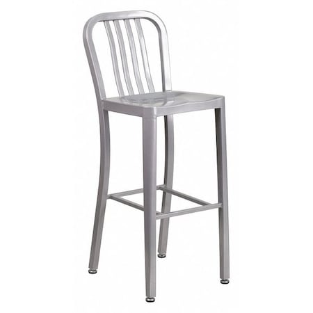 Flash Furniture 30" High Silver Metal Barstool with Slat Back CH-61200-30-SIL-GG