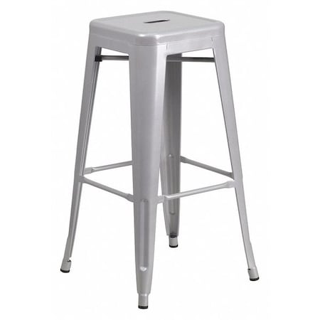 Flash Furniture 30" High No Back Silver Metal Barstool Square Seat CH-31320-30-SIL-GG