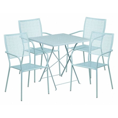 Flash Furniture 28" Square Sky Blue Steel Folding Table/ 4 Chairs CO-28SQF-02CHR4-SKY-GG