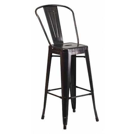 Flash Furniture 30" High Black-Antique Gold Metal Barstool w/Back CH-31320-30GB-BQ-GG