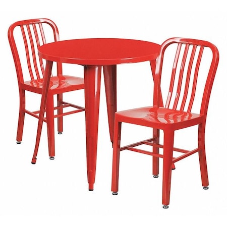 Flash Furniture Round 30" W, 30" L, 29.5" H, Metal Top, Red CH-51090TH-2-18VRT-RED-GG
