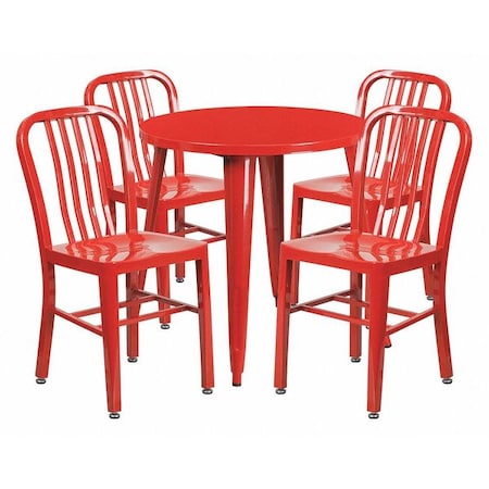 Flash Furniture Round 30" W, 30" L, 29.5" H, Metal Top, Red CH-51090TH-4-18VRT-RED-GG