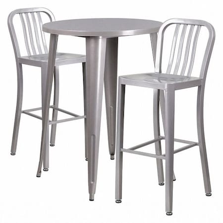 Flash Furniture Round 30" W, 30" L, 41" H, Metal, Grey CH-51090BH-2-30VRT-SIL-GG