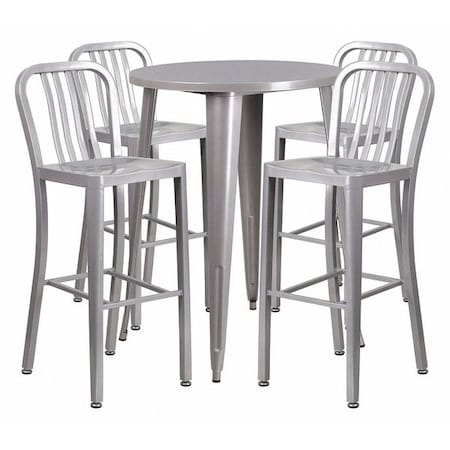 Flash Furniture Round 30" W, 30" L, 41" H, Metal, Grey CH-51090BH-4-30VRT-SIL-GG