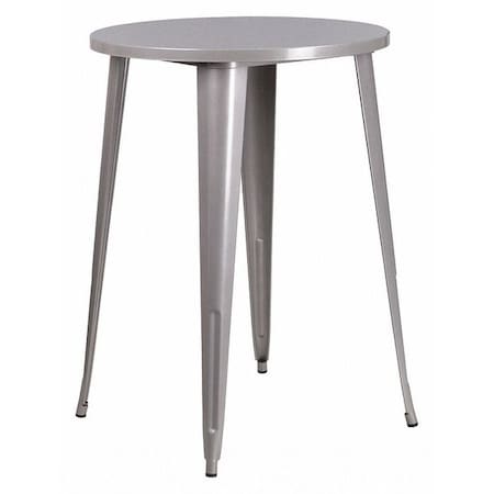 Flash Furniture Round Silver Metal Bar Table, 30RD, 30" L, 30" W, 41" H, Metal Top, Grey CH-51090-40-SIL-GG