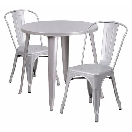 Flash Furniture Round 30" W, 30" L, 29.5" H, Metal Top, Grey CH-51090TH-2-18CAFE-SIL-GG