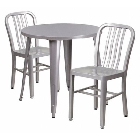Flash Furniture Round 30" W, 30" L, 29.5" H, Metal Top, Grey CH-51090TH-2-18VRT-SIL-GG