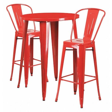 Flash Furniture Round 30" W, 30" L, 41" H, Metal, Red CH-51090BH-2-30CAFE-RED-GG