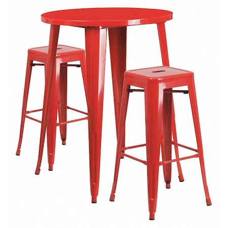 Flash Furniture Round 30" W, 30" L, 41" H, Metal, Red CH-51090BH-2-30SQST-RED-GG