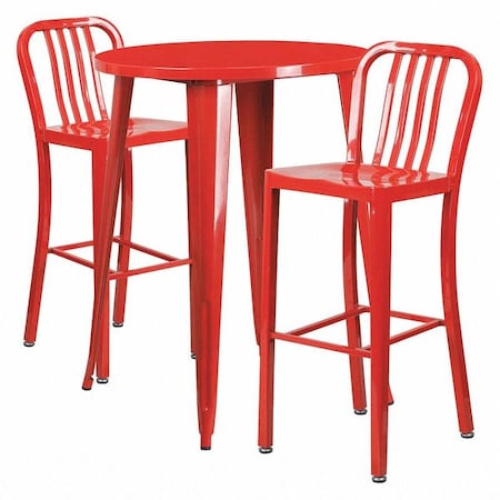 Flash Furniture Round 30" W, 30" L, 41" H, Metal, Red CH-51090BH-2-30VRT-RED-GG