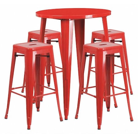 Flash Furniture Round 30" W, 30" L, 41" H, Metal, Red CH-51090BH-4-30SQST-RED-GG