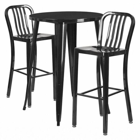 Flash Furniture Round 30" W, 30" L, 41" H, Metal, Black CH-51090BH-2-30VRT-BK-GG