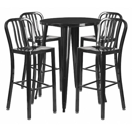 Flash Furniture Round 30" W, 30" L, 41" H, Metal, Black CH-51090BH-4-30VRT-BK-GG