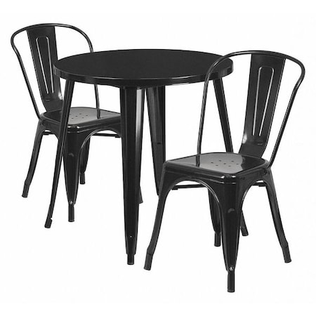 Flash Furniture Black Metal Set, 30RD CH-51090TH-2-18CAFE-BK-GG