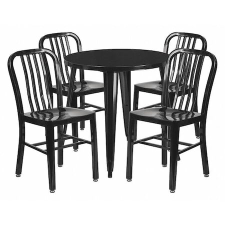Flash Furniture Black Metal Set, 30RD CH-51090TH-4-18VRT-BK-GG