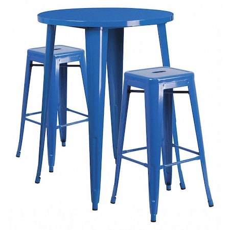 Flash Furniture Round 30" W, 30" L, 41" H, Metal, Blue CH-51090BH-2-30SQST-BL-GG