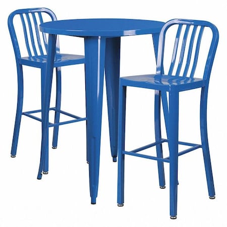 Flash Furniture Round 30" W, 30" L, 41" H, Metal, Blue CH-51090BH-2-30VRT-BL-GG