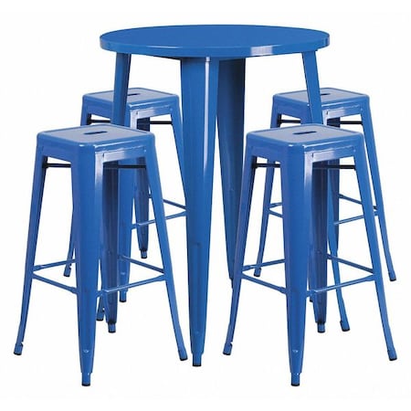Flash Furniture Round 30" W, 30" L, 41" H, Metal, Blue CH-51090BH-4-30SQST-BL-GG