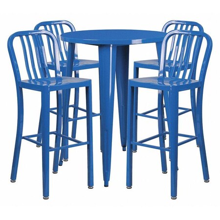 Flash Furniture Round 30" W, 30" L, 41" H, Metal, Blue CH-51090BH-4-30VRT-BL-GG