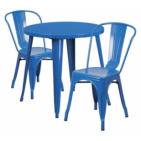 Flash Furniture Round 30" W, 30" L, 29.5" H, Metal Top, Blue CH-51090TH-2-18CAFE-BL-GG