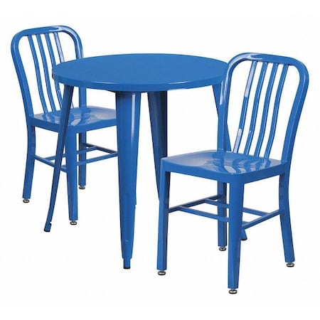 Flash Furniture Round 30" W, 30" L, 29.5" H, Metal Top, Blue CH-51090TH-2-18VRT-BL-GG