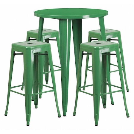 Flash Furniture Round 30" W, 30" L, 41" H, Metal, Green CH-51090BH-4-30SQST-GN-GG