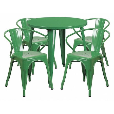 Flash Furniture Green Metal Set, 30RD CH-51090TH-4-18ARM-GN-GG