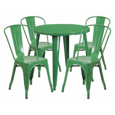 Flash Furniture Green Metal Set, 30RD CH-51090TH-4-18CAFE-GN-GG