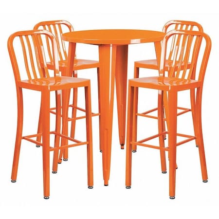 Flash Furniture Round 30" W, 30" L, 41" H, Metal, Orange CH-51090BH-4-30VRT-OR-GG