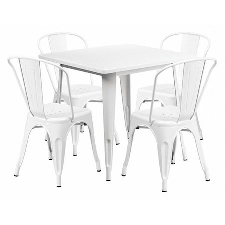 Flash Furniture Square 31.5" W, 31.5" L, 29.5" H, Metal, White ET-CT002-4-30-WH-GG
