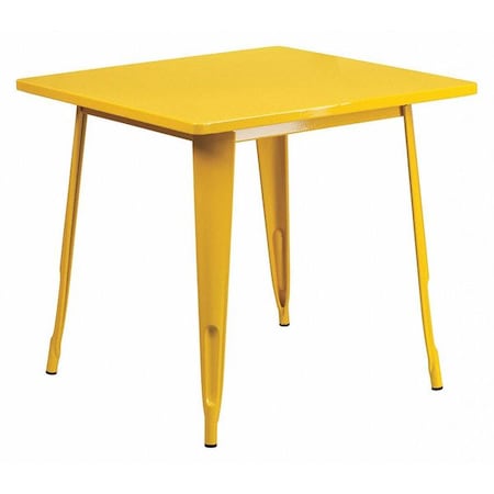 Flash Furniture Yellow Metal Table, 31.5SQ ET-CT002-1-YL-GG
