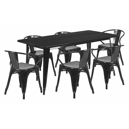 Flash Furniture Rectangle 31.5" W, 63" L, 29.5" H, Metal, Black ET-CT005-6-70-BK-GG