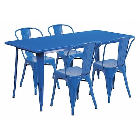 Flash Furniture Rectangle 31.5" W, 63" L, 29.5" H, Metal, Blue ET-CT005-4-30-BL-GG