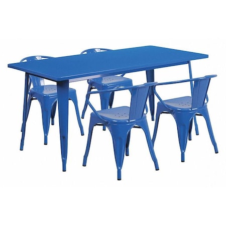 Flash Furniture Rectangle 31.5" W, 63" L, 29.5" H, Metal, Blue ET-CT005-4-70-BL-GG