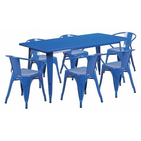 Flash Furniture Rectangle 31.5" W, 63" L, 29.5" H, Metal, Blue ET-CT005-6-70-BL-GG