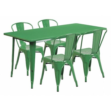 Flash Furniture Rectangle 31.5" W, 63" L, 29.5" H, Metal, Green ET-CT005-4-30-GN-GG